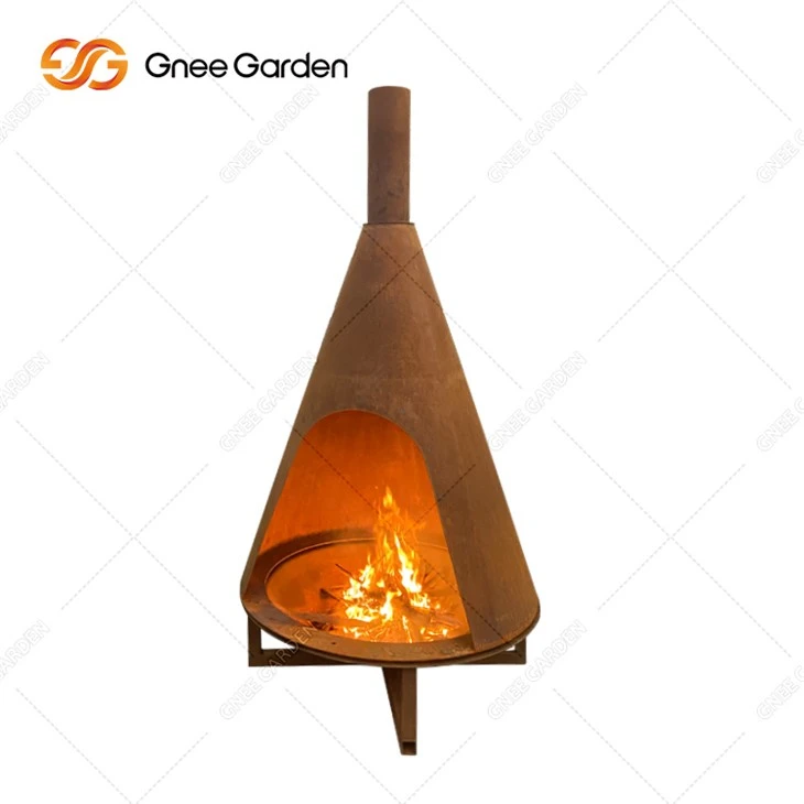 Velik kamin na polena Rust Corten Steel