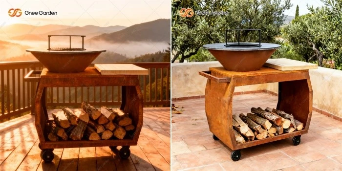 Corten Steel Black BBQ Grill For Meat Corten Steel Black BBQ Grill For Meat