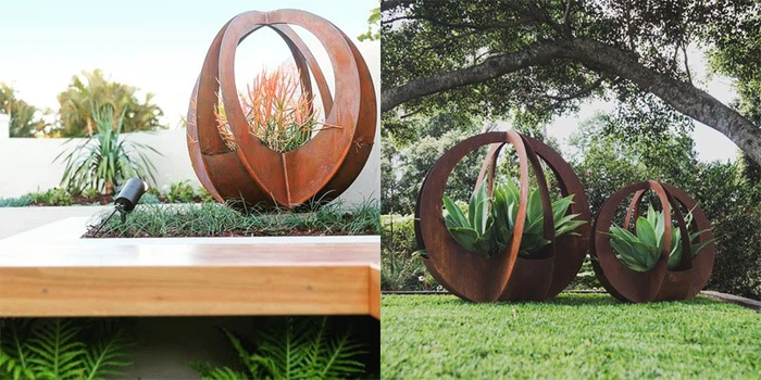 weathered steel planter box weathered steel planter box